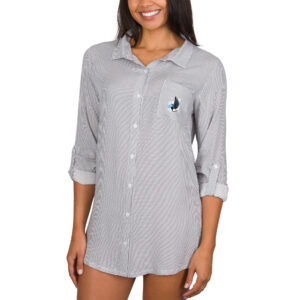 Women's Concepts Sport  Gray Minnesota United FC Melody Full-Button Long Sleeve Nightshirt