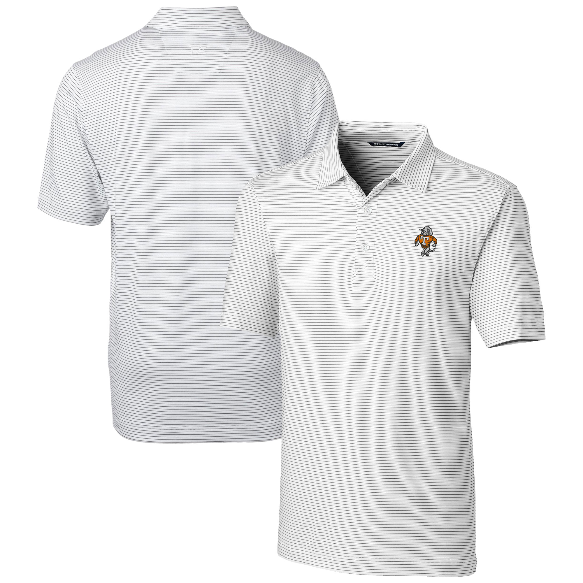 Men's Cutter & Buck White Tennessee Volunteers Vault Forge Pencil Stripe Stretch Polo - Image 5