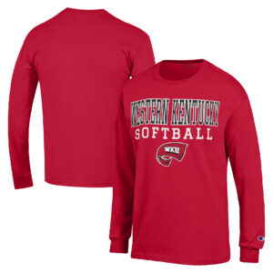 Men's Champion  Red Western Kentucky Hilltoppers Stack Logo Softball Powerblend Long Sleeve T-Shirt