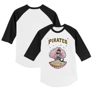 Toddler Tiny Turnip  White/Black Pittsburgh Pirates Mermaid 3/4-Sleeve Raglan T-Shirt