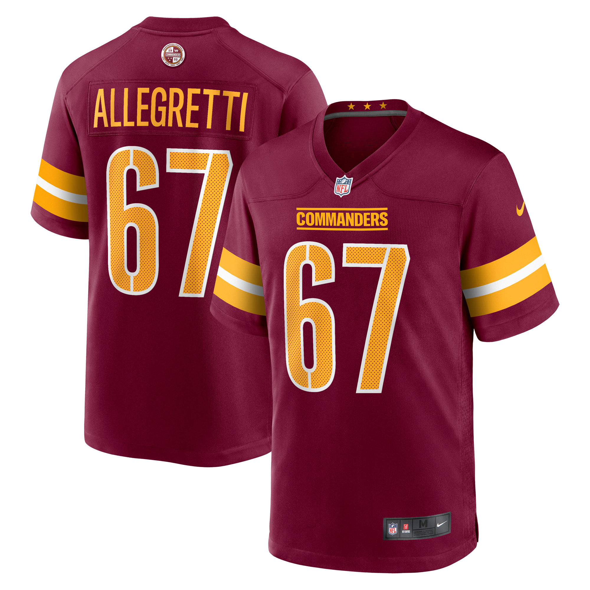Men's Nike Nick Allegretti Burgundy Washington Commanders Game Jersey
