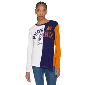 Women's Tommy Jeans White/Purple Phoenix Suns Amelia Color Blocked Sequin T-Shirt