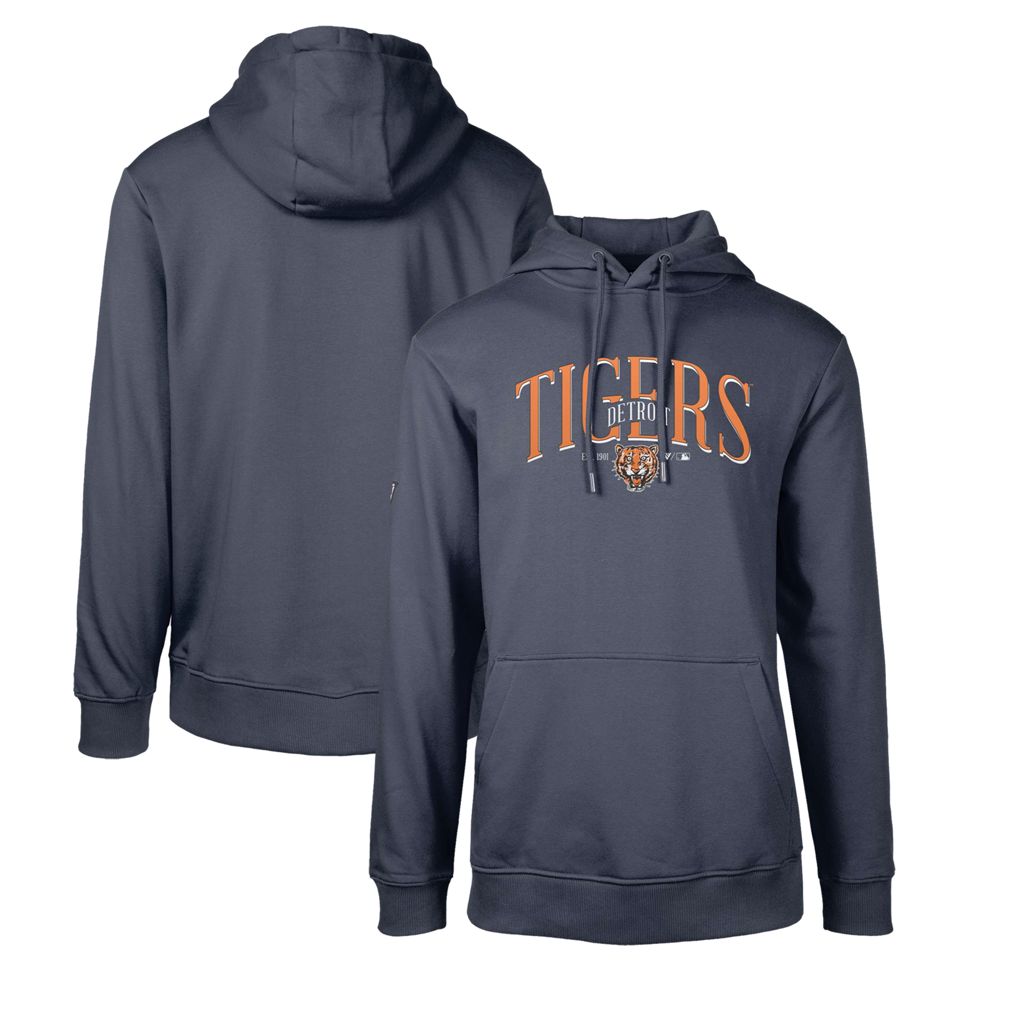 Men's Levelwear Navy Detroit Tigers Cooperstown Collection Podium Retro Spellout Pullover Hoodie - Image 2