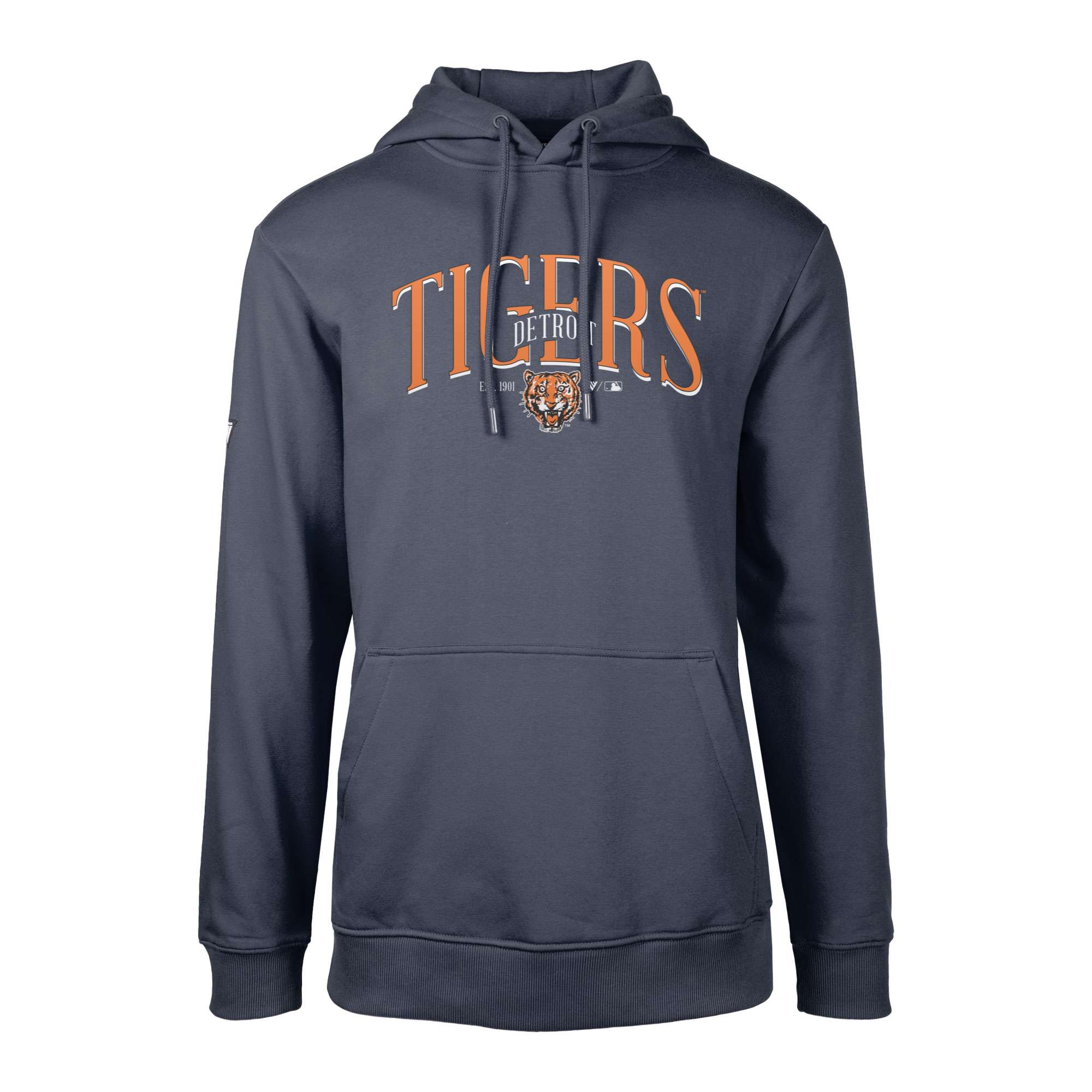 Men's Levelwear Navy Detroit Tigers Cooperstown Collection Podium Retro Spellout Pullover Hoodie - Image 3