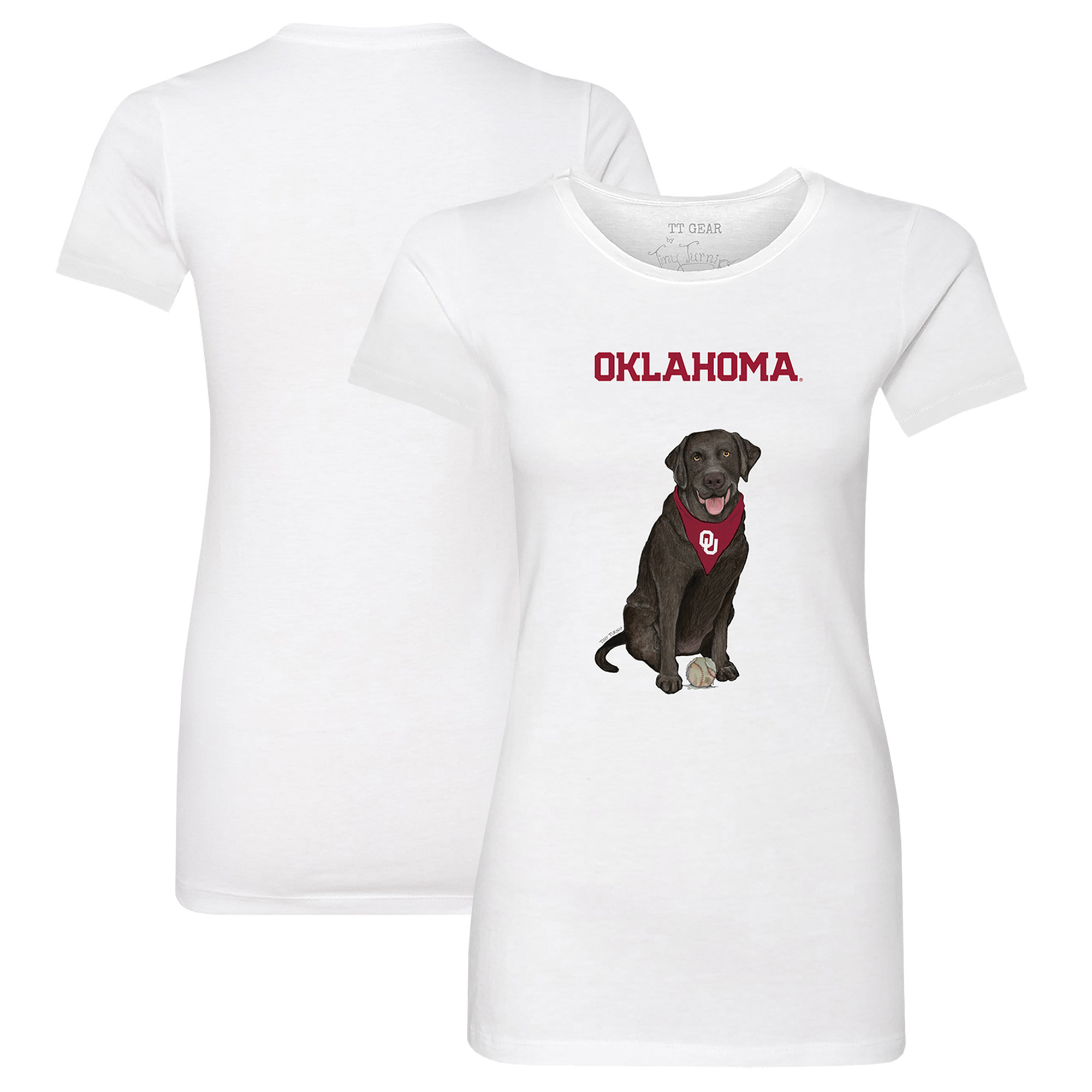 Women's Tiny Turnip White Oklahoma Sooners Black Labrador Retriever T-Shirt