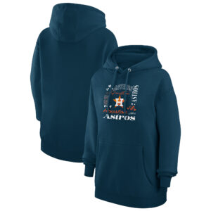 Women's G-III 4Her by Carl Banks Navy Houston Astros Collage Team Graphic Fleece Pullover Hoodie