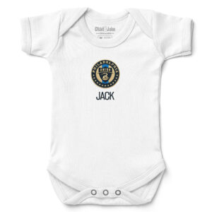 Infant Chad & Jake White Philadelphia Union Logo Personalized Bodysuit