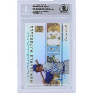 George Brett Kansas City Royals Autographed 2002 Topps Tribute Memorable Relics #MEM-GB Beckett Fanatics Witnessed Authenticated Card