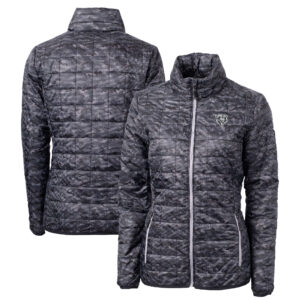 Women's Cutter & Buck Black Chicago Bears Rainier PrimaLoft Eco Insulated Full-Zip Printed Puffer Jacket