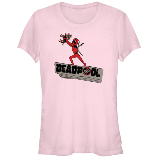 Women's Mad Engine Light Pink Deadpool Hail Dead Dog Graphic T-Shirt