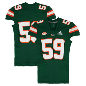 Miami Hurricanes Team-Issued adidas #59 Green Jersey from the Football Program - Size M