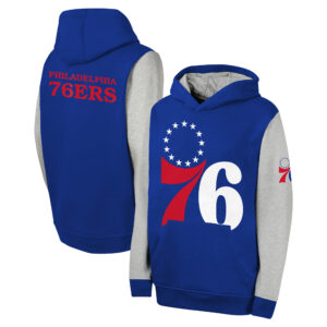 Youth  Royal Philadelphia 76ers Fair Catch Fleece Pullover Hoodie