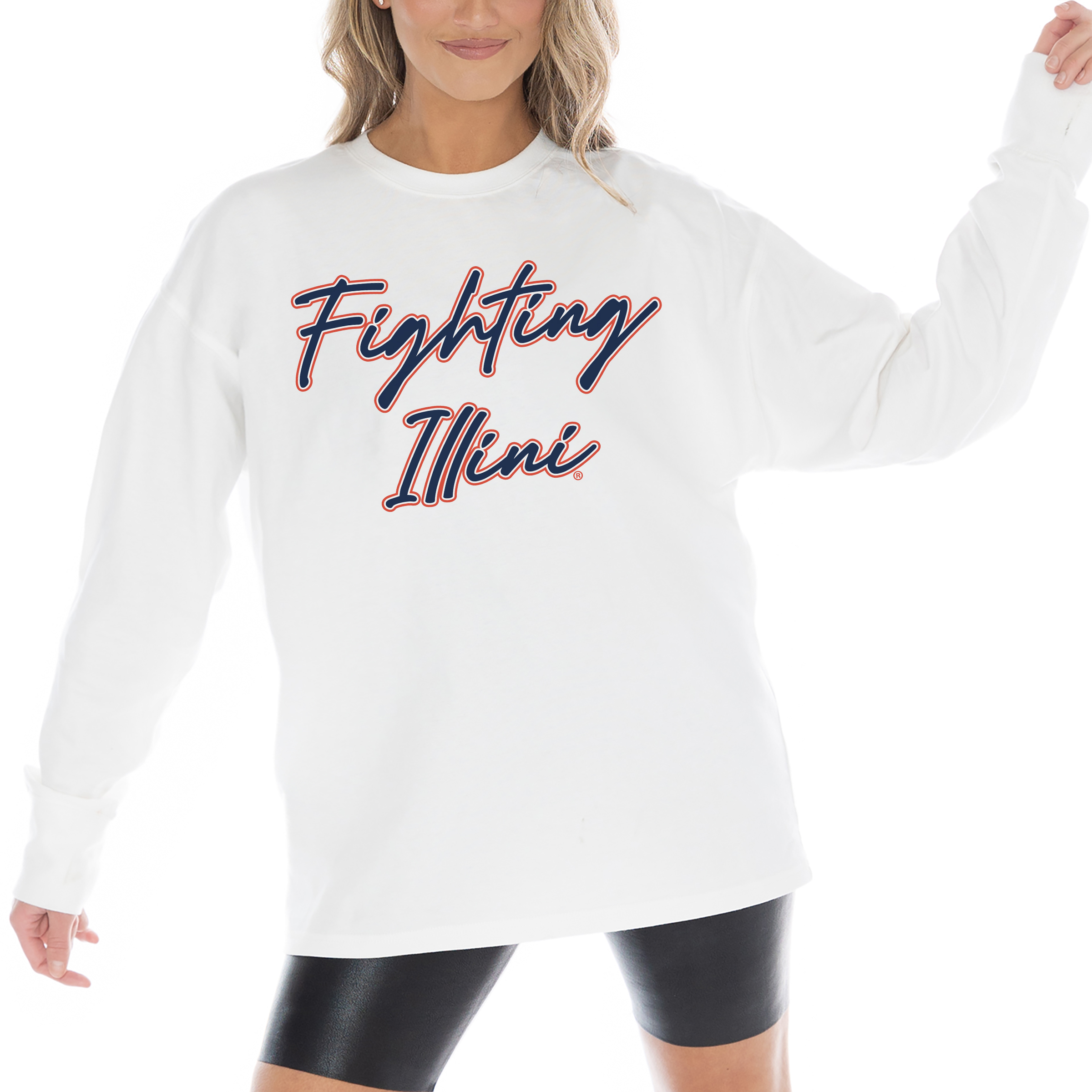 Women's Gameday Couture White Illinois Fighting Illini Midweight Oversized Long Sleeve T-Shirt - Image 9