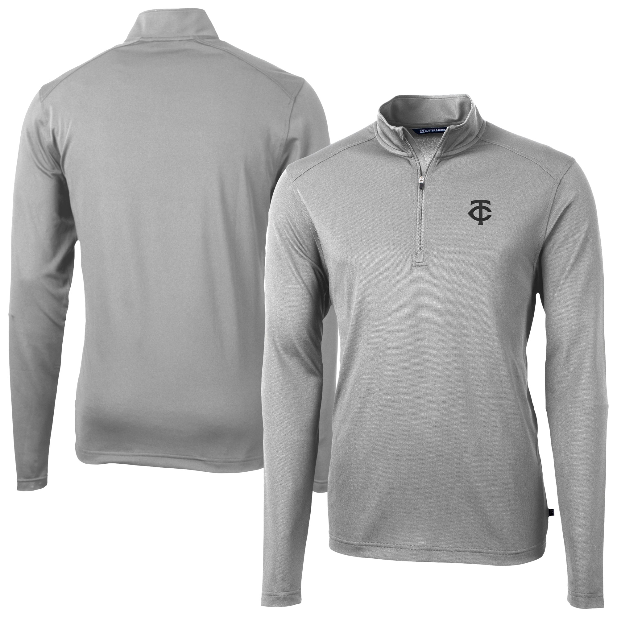 Men's Cutter & Buck Gray Minnesota Twins Virtue Eco Pique Quarter-Zip Jacket - Image 2