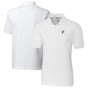 Men's Cutter & Buck White Pittsburgh Pirates Advantage Pique DryTec Tri-Blend Polo