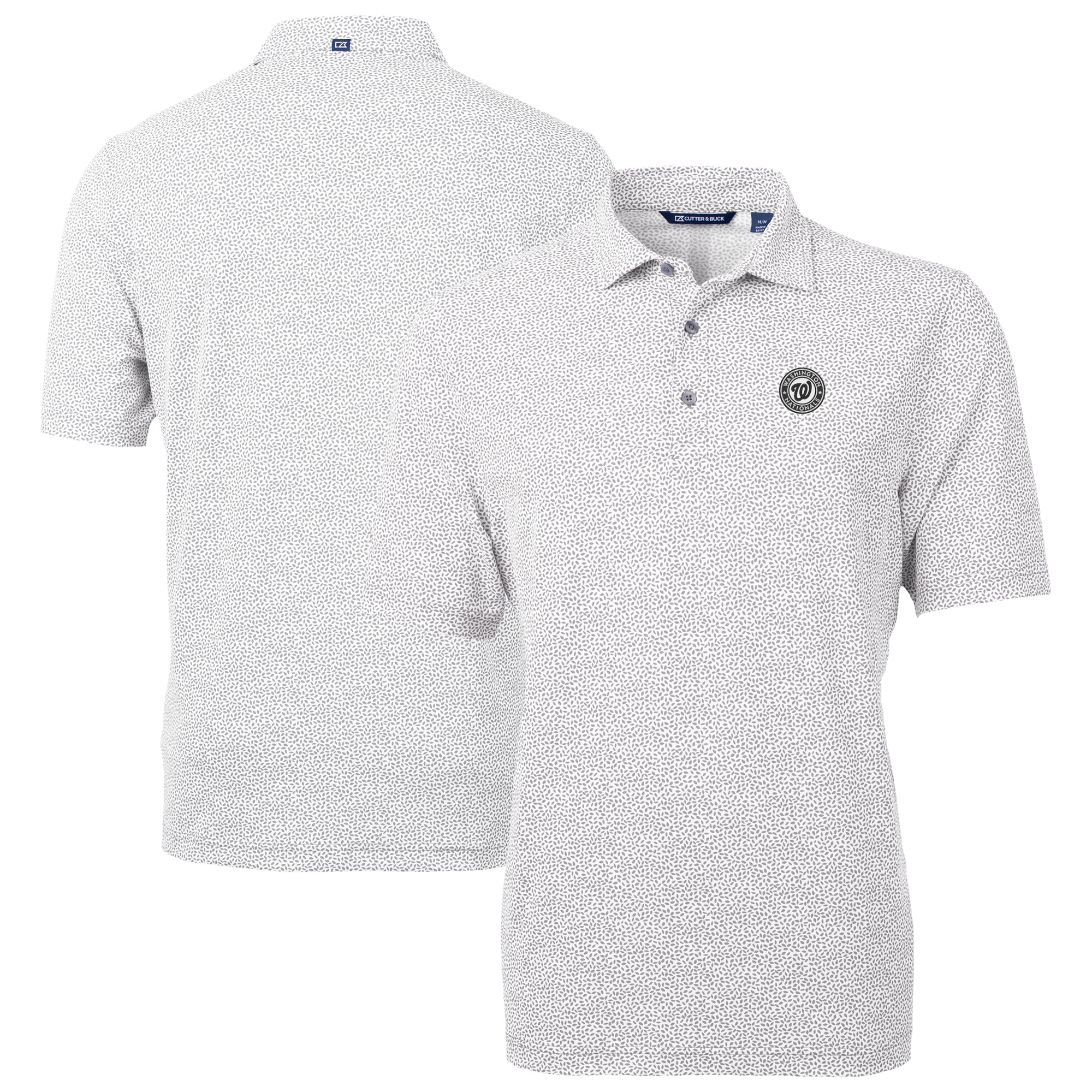 Men's Cutter & Buck Gray Washington Nationals Virtue Eco Pique Botanical Print Recycled Polo
