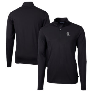 Men's Cutter & Buck Black Colorado Rockies Big & Tall Virtue Eco Pique DryTec Quarter-Zip Jacket