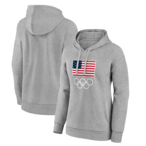 Women's  Gray Team USA 2024 Olympics Primary Logo Pullover Hoodie