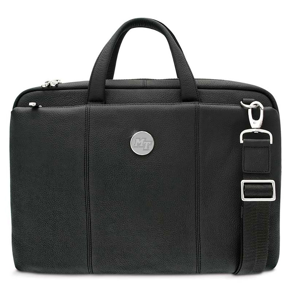 Silver MTSU Blue Raiders Leather Briefcase