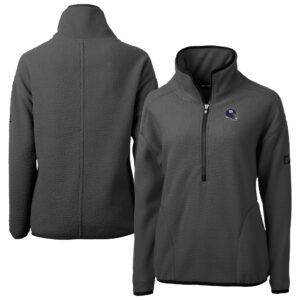 Women's Cutter & Buck Charcoal New York Giants Helmet Cascade Eco Sherpa Fleece Half-Zip Jacket