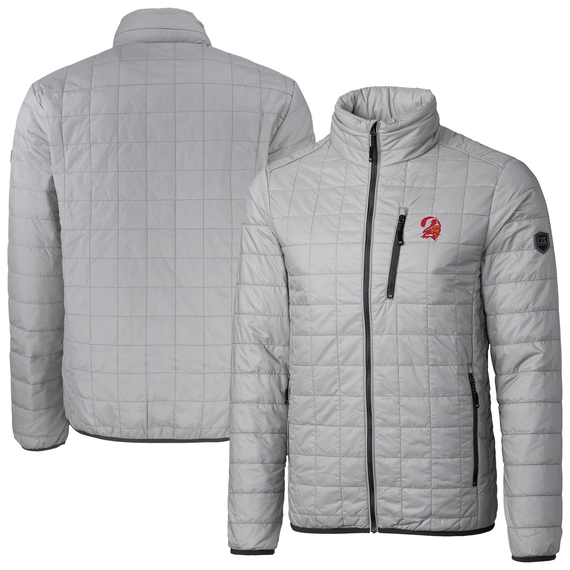 Men's Cutter & Buck Gray Tampa Bay Buccaneers Big & Tall Rainier PrimaLoft Eco Insulated Full-Zip Puffer Jacket