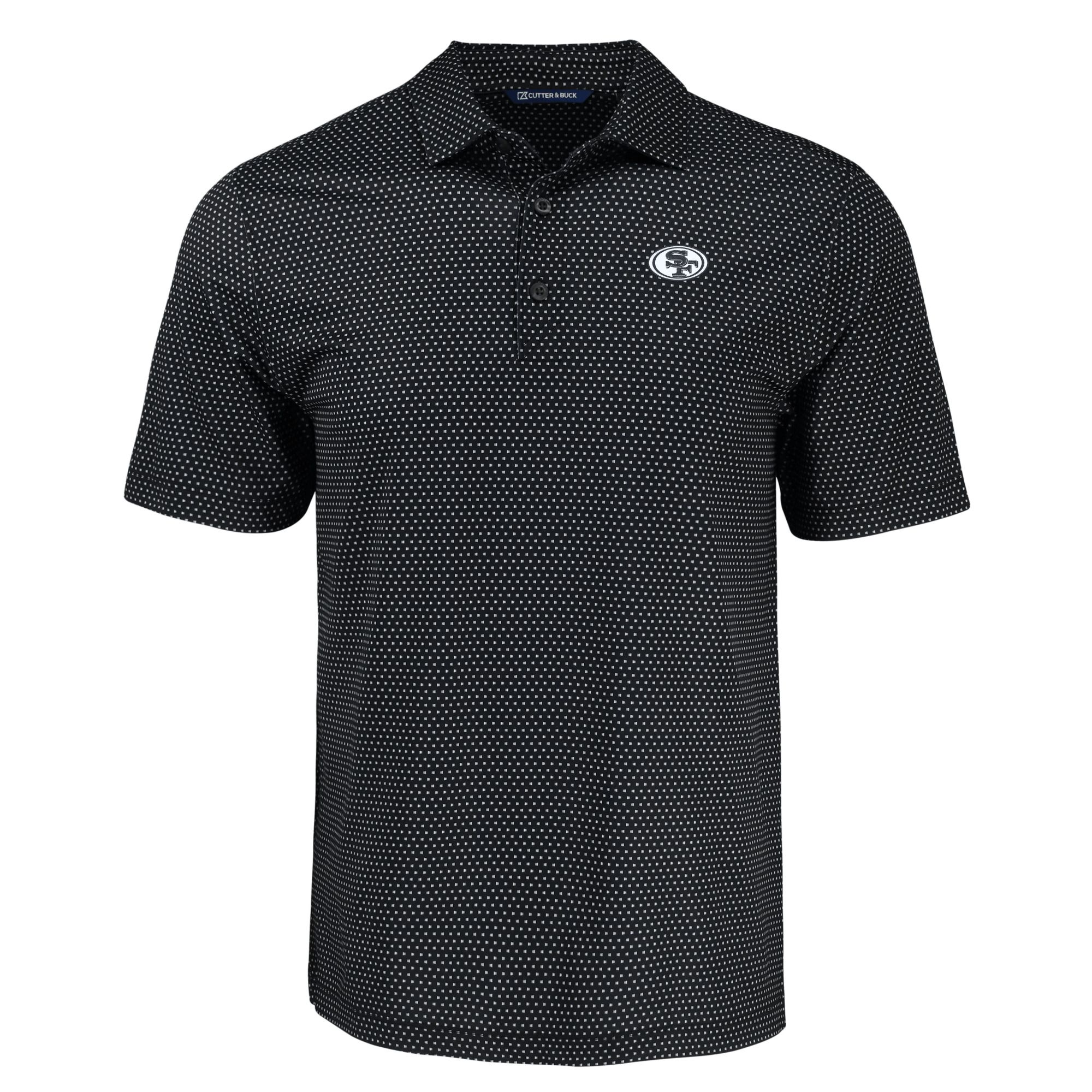 Men's Cutter & Buck Black San Francisco 49ers Pike Eco Shadow Check Print Recycled Polo - Image 6