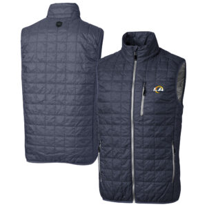 Men's Cutter & Buck Gray Los Angeles Rams Big & Tall Rainier PrimaLoft® Eco Insulated Full-Zip Puffer Vest