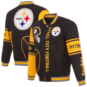 Men's JH Design  Black Pittsburgh Steelers Twill Full-Zip Jacket