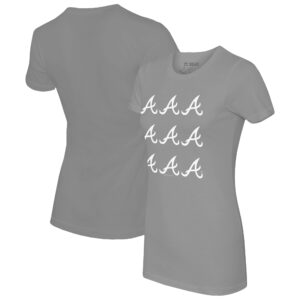 Women's Tiny Turnip Gray Atlanta Braves Logo Grid  T-Shirt