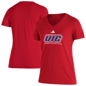 Women's adidas  Red UIC Flames Blend V-Neck T-Shirt