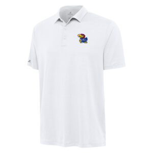 Men's Antigua White Kansas Jayhawks Reprocess Polo
