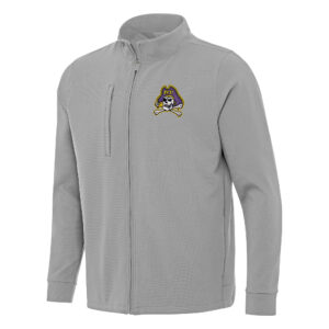 Men's Antigua Gray ECU Pirates Regard Full-Zip Jacket