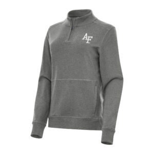 Women's Antigua Heather Black Air Force Falcons Crush Quarter-Zip Fleece Sweatshirt
