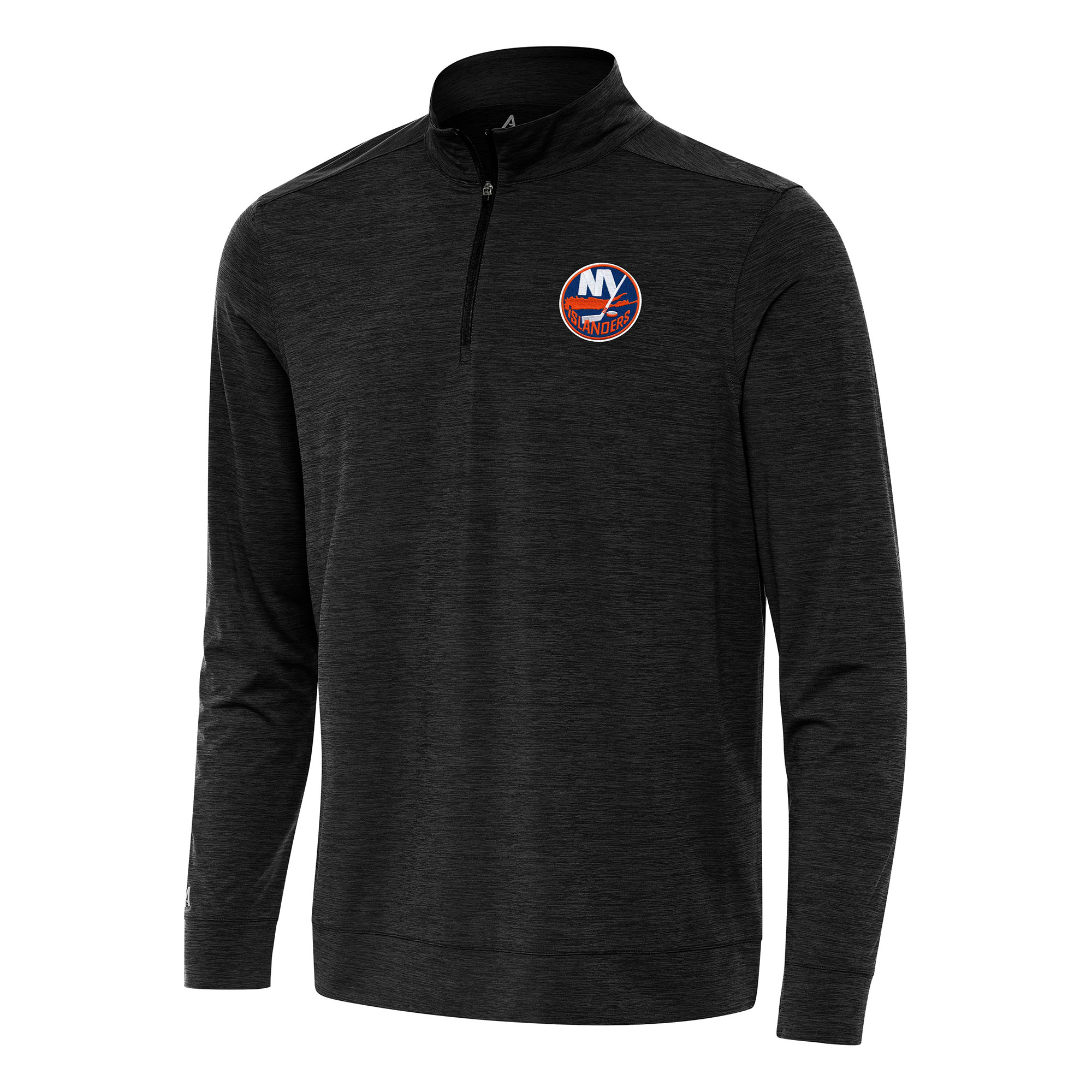 Men's Antigua Heather Black New York Islanders Bright Quarter-Zip Top