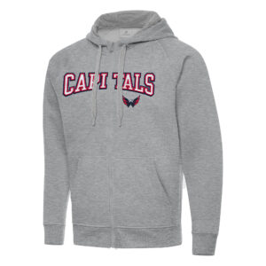 Men's Antigua Heather Gray Washington Capitals Big & Tall Victory Full-Zip Hoodie