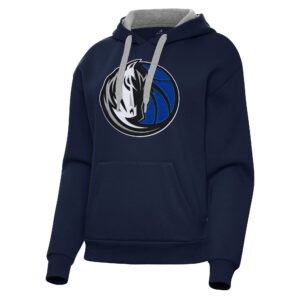 Women's Antigua Navy Dallas Mavericks Victory Pullover Hoodie
