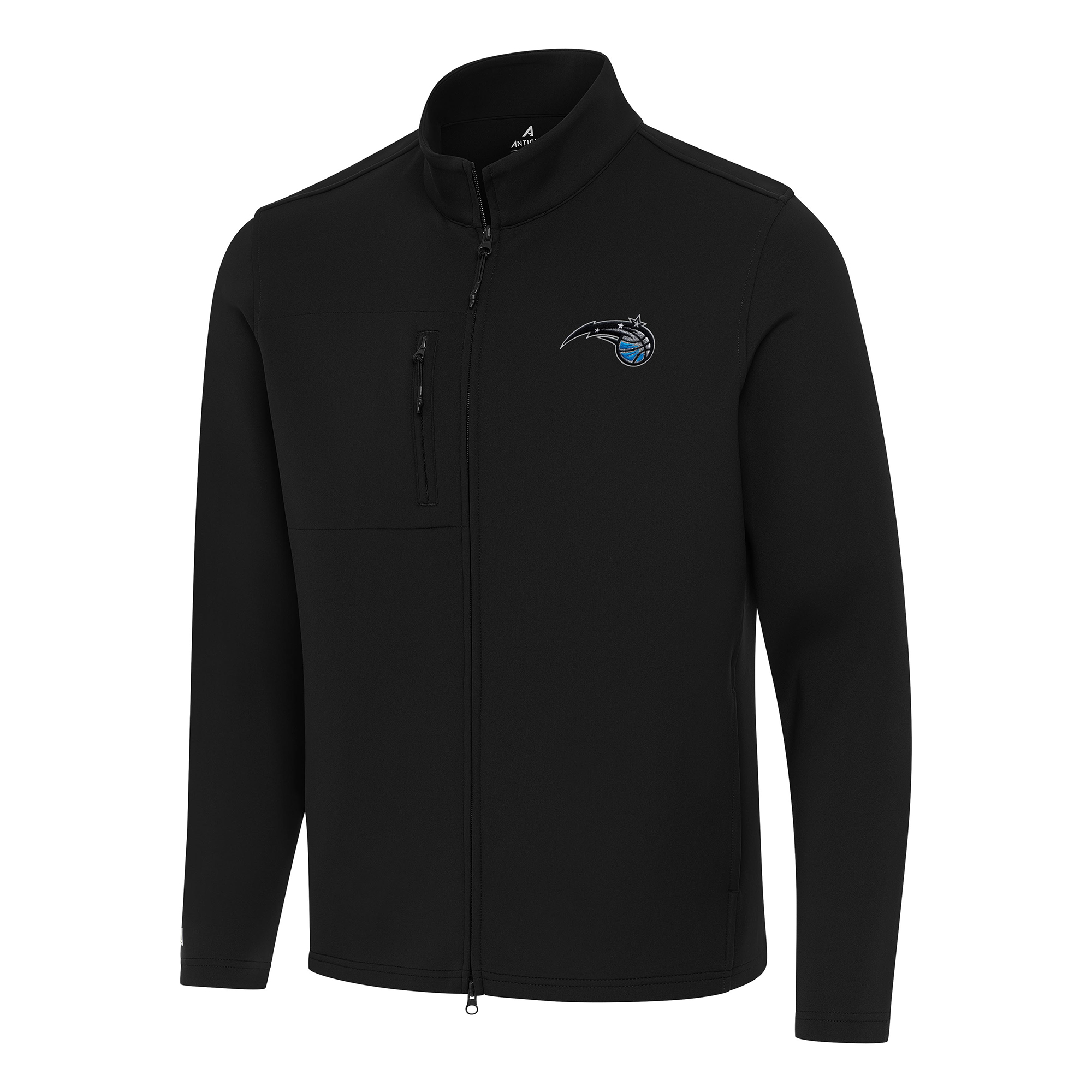 Men's Antigua Black Orlando Magic Objection Double-Peached Full-Zip Jacket
