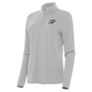 Women's Antigua  Heather Gray Oklahoma City Thunder Bright Quarter-Zip Top