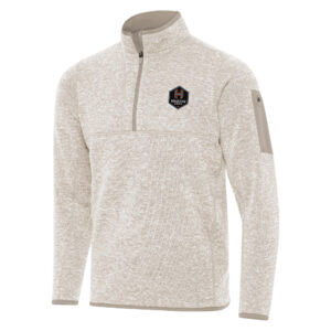 Men's Antigua  Cream Houston Dash Fortune Quarter-Zip Jacket