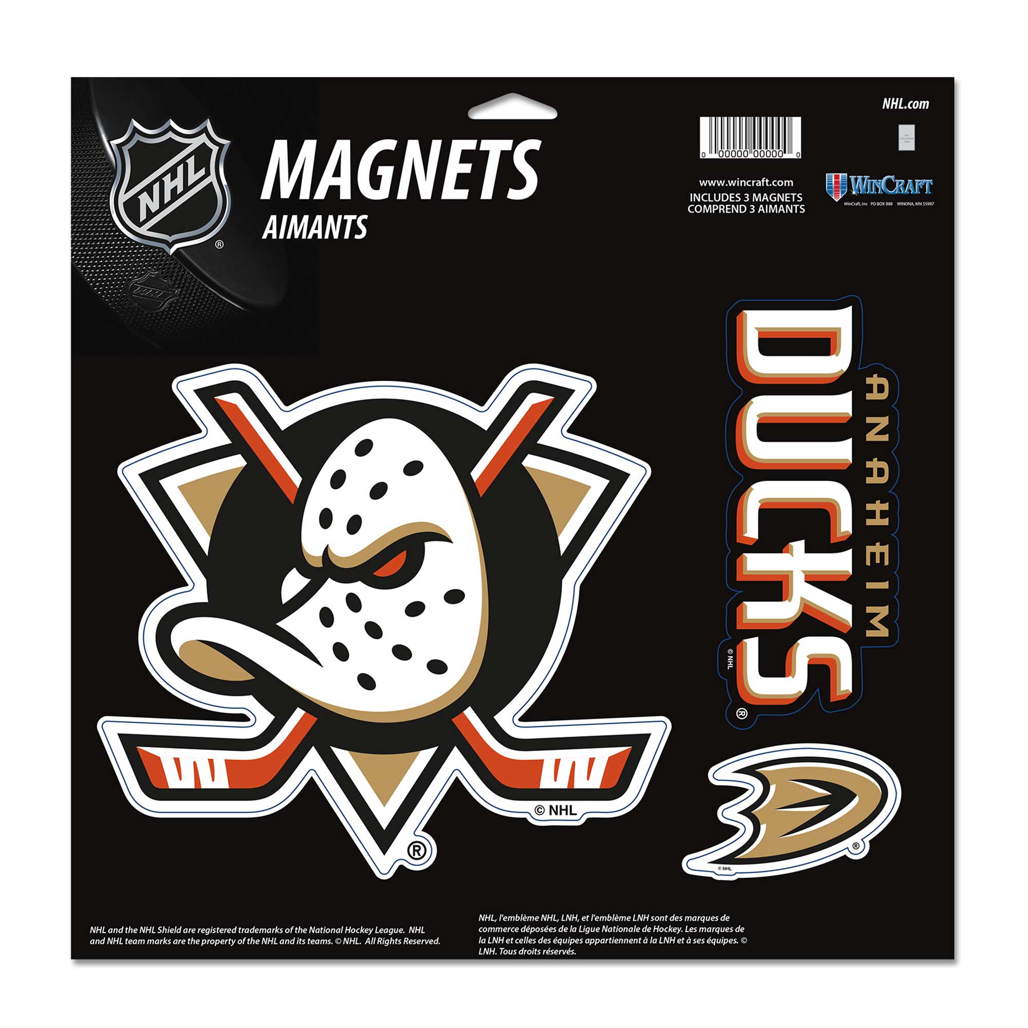 WinCraft Anaheim Ducks Three-Pack Indoor/Outdoor Vinyl Magnet Set