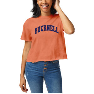Women's League Collegiate Wear  Orange Bucknell Bison Clothesline Cotton Cropped T-Shirt