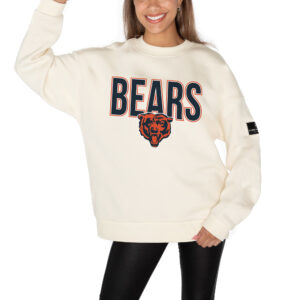 Women's Gameday Couture  Cream Chicago Bears Premium Fleece Drop Shoulder Pullover Sweatshirt