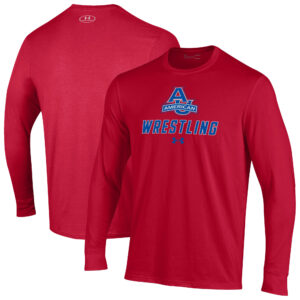 Men's Under Armour Red American University Eagles Wrestling Performance Long Sleeve T-Shirt