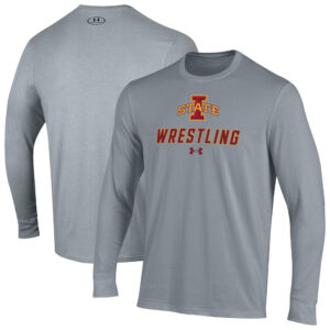 Men's Under Armour Gray Iowa State Cyclones Wrestling Performance Long Sleeve T-Shirt