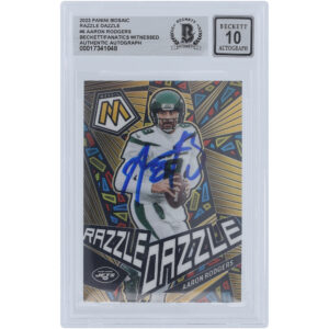 Aaron Rodgers New York Jets Autographed 2023 Panini Mosaic Razzle Dazzle #RD-6 Beckett Fanatics Witnessed Authenticated 10 Card