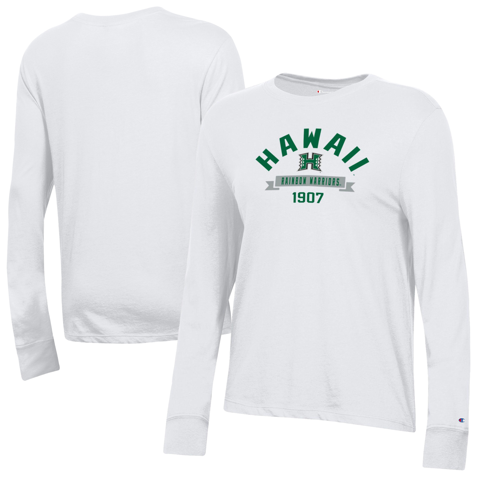 Women's Champion White Hawaii Rainbow Warriors Core Long Sleeve T-Shirt