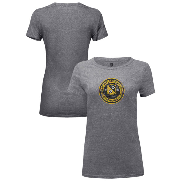Women's 1863FC Heather Gray Pittsburgh Riverhounds SC Color Badge Tri-Blend T-Shirt