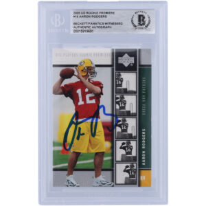 Aaron Rodgers Green Bay Packers Autographed 2005 Upper Deck Rookie Premiere #16 Beckett Fanatics Witnessed Authenticated Rookie Card
