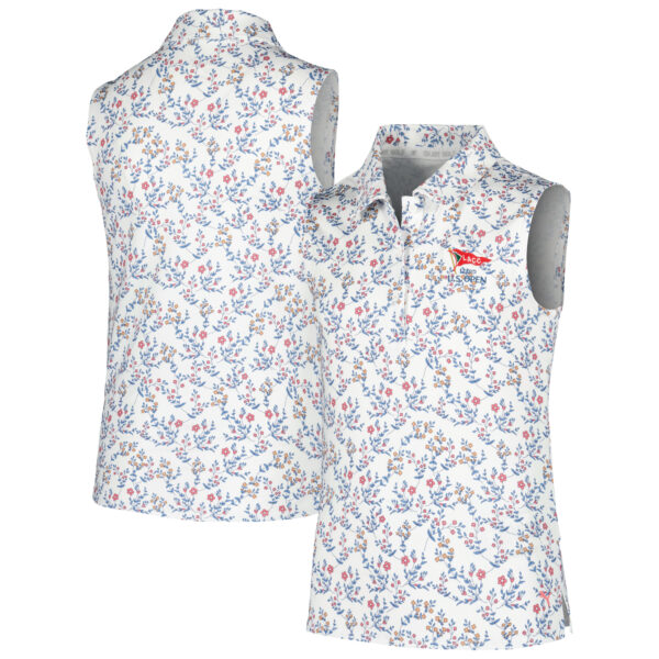 Girls Youth 2023 U.S. Open Puma White MATTR Micro Floral Sleeveless Polo
