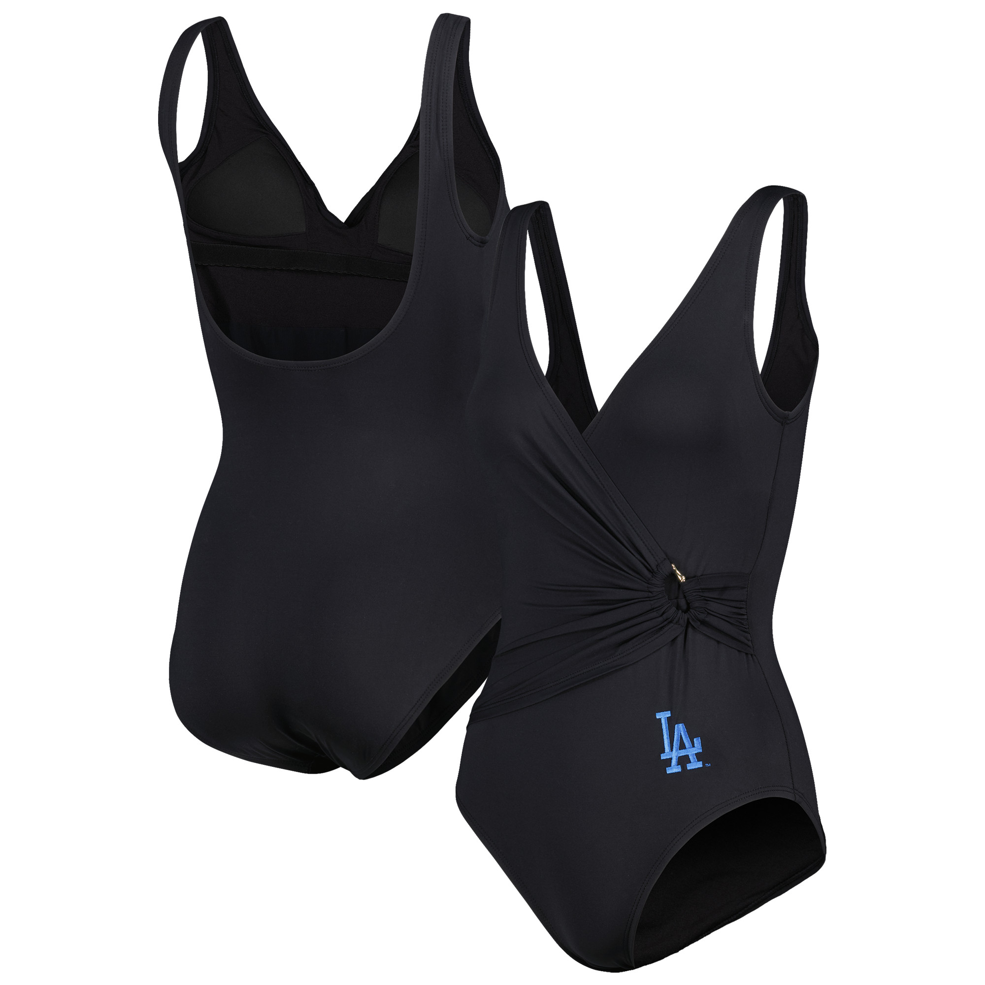 Women's Tommy Bahama Black Los Angeles Dodgers Pearl Clara One-Piece Swimsuit - Image 2